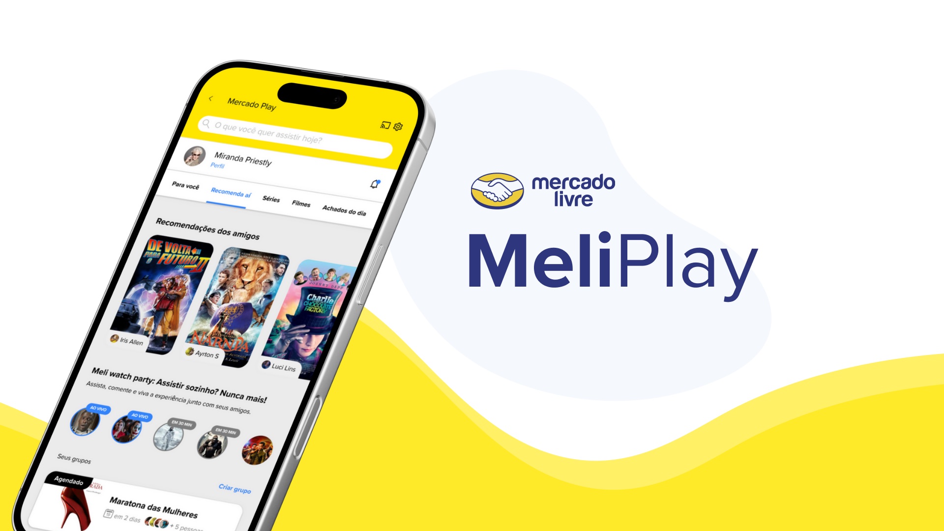 Meli Play — Para você · Recomenda aí · Séries · Filmes · Achados do dia